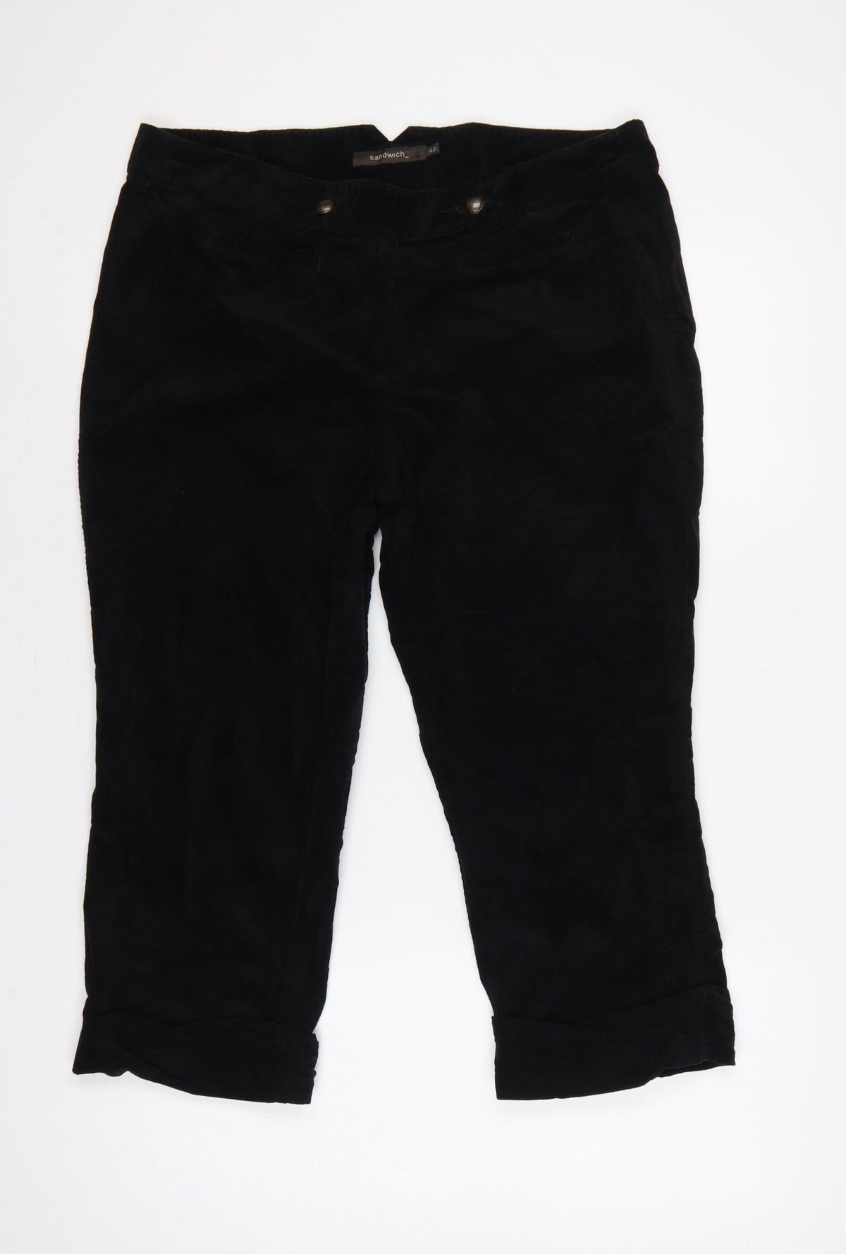 Sandwich Women’s Black UK 14 Corduroy Tapered Button Trousers