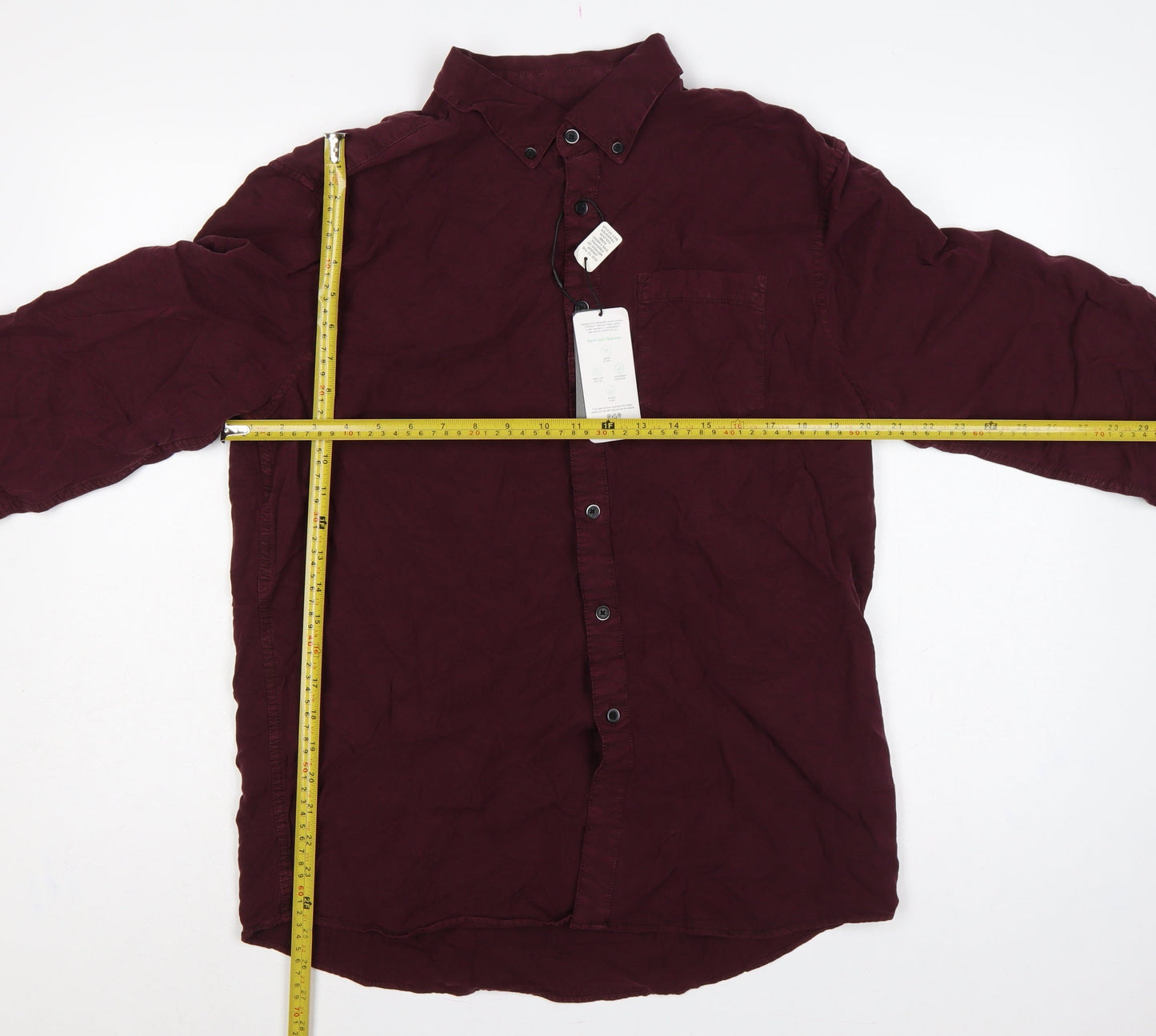 Marks and Spencer Men Red L Lyocell Button-Down Long Sleeve Shirt