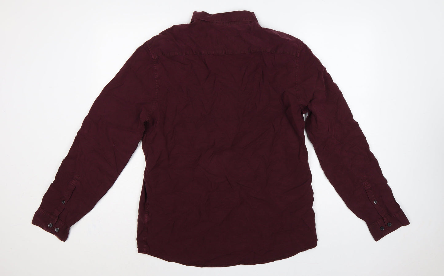 Marks and Spencer Men Red L Lyocell Button-Down Long Sleeve Shirt