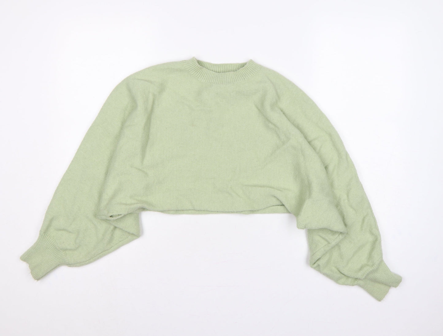 White Closet Women’s Green S Cropped Crew Neck Knit Pullover Jumper