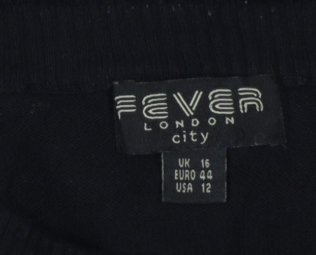 Fever London Women Black UK 16 Penguin Embroidered Button Cardigan