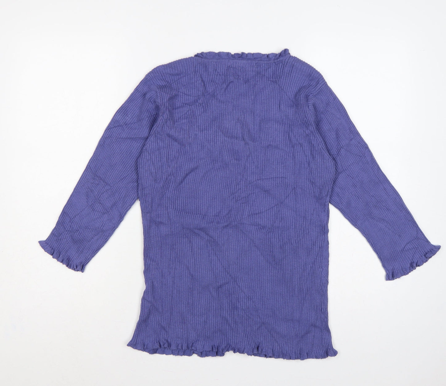 M&Co. Women’s Blue L Cable Knit Ruffle V-Neck Cardigan