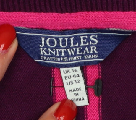 Joules Women’s Purple Size 16 Crew Neck Cotton Blend Jumper