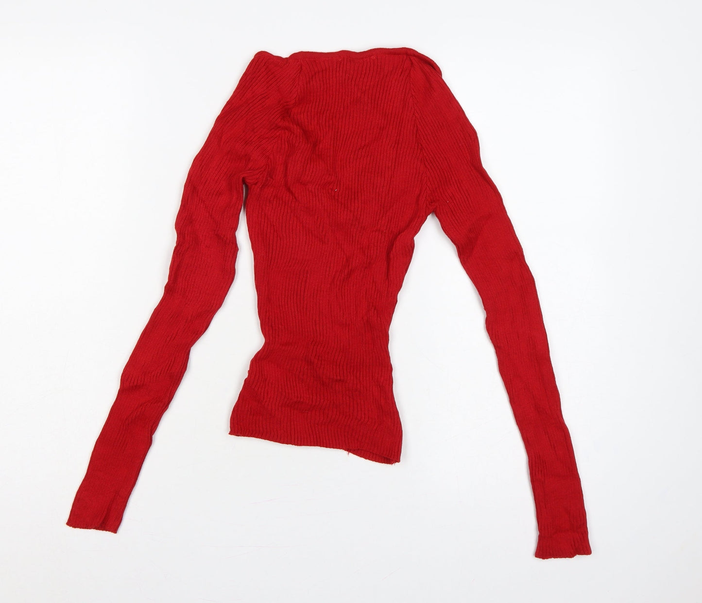 Select Women Red S Rib Knit Portrait Neck Slim Jumper New