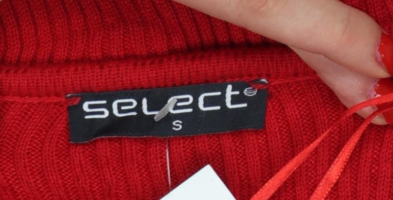 Select Women Red S Rib Knit Portrait Neck Slim Jumper New