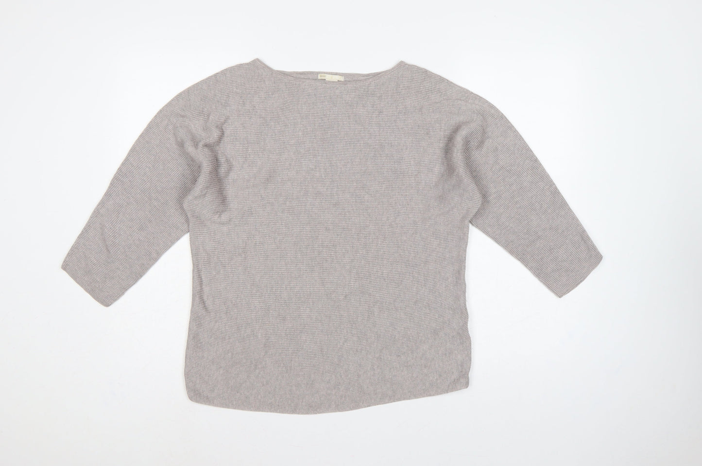 H&M Women’s Grey Size 12 Boat Neck Kimono Sleeve Knit Jumper