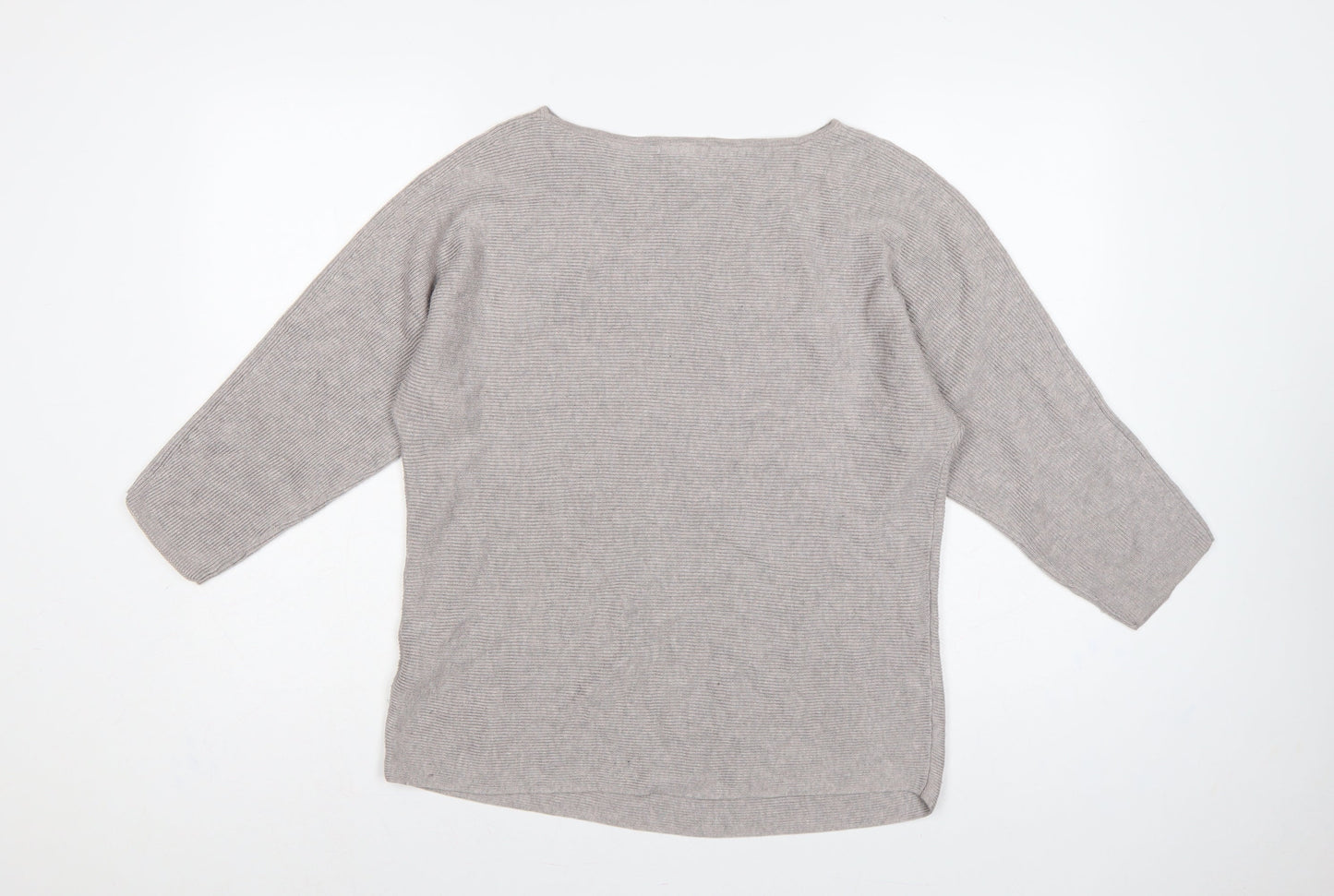 H&M Women’s Grey Size 12 Boat Neck Kimono Sleeve Knit Jumper