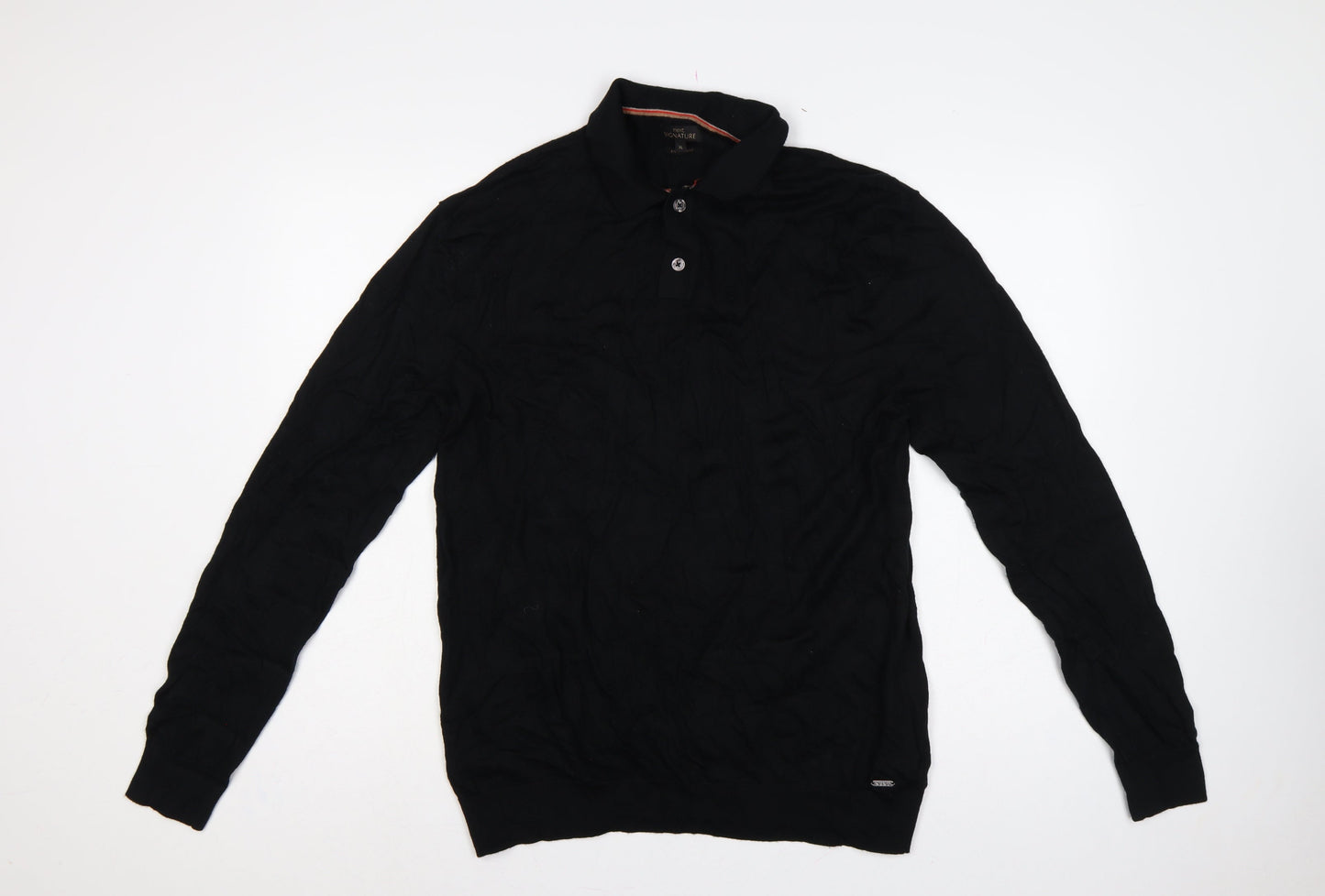 Next Men’s Black XL Merino Wool Cable Knit High Neck Henley Jumper