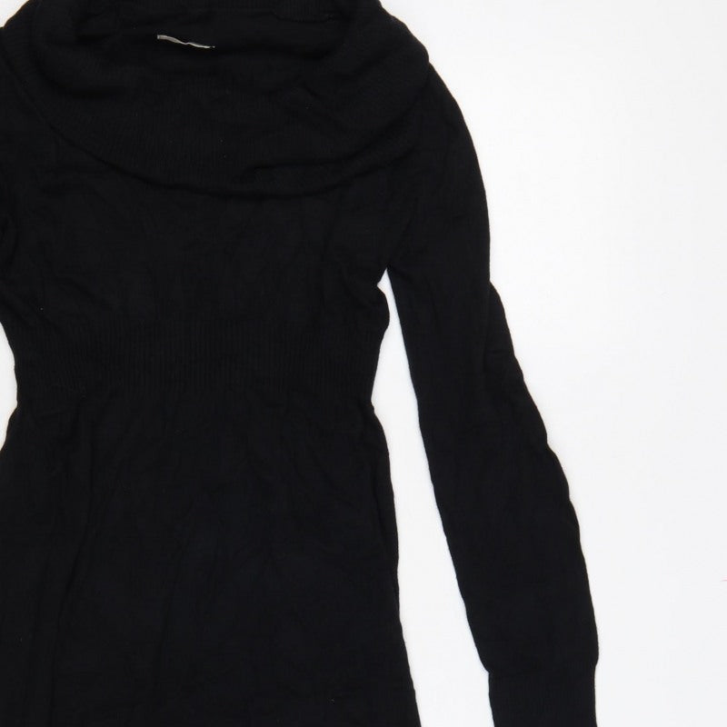 Old Navy Women Black M Cowl Neck Knit Jumper Dress Long Sleeve