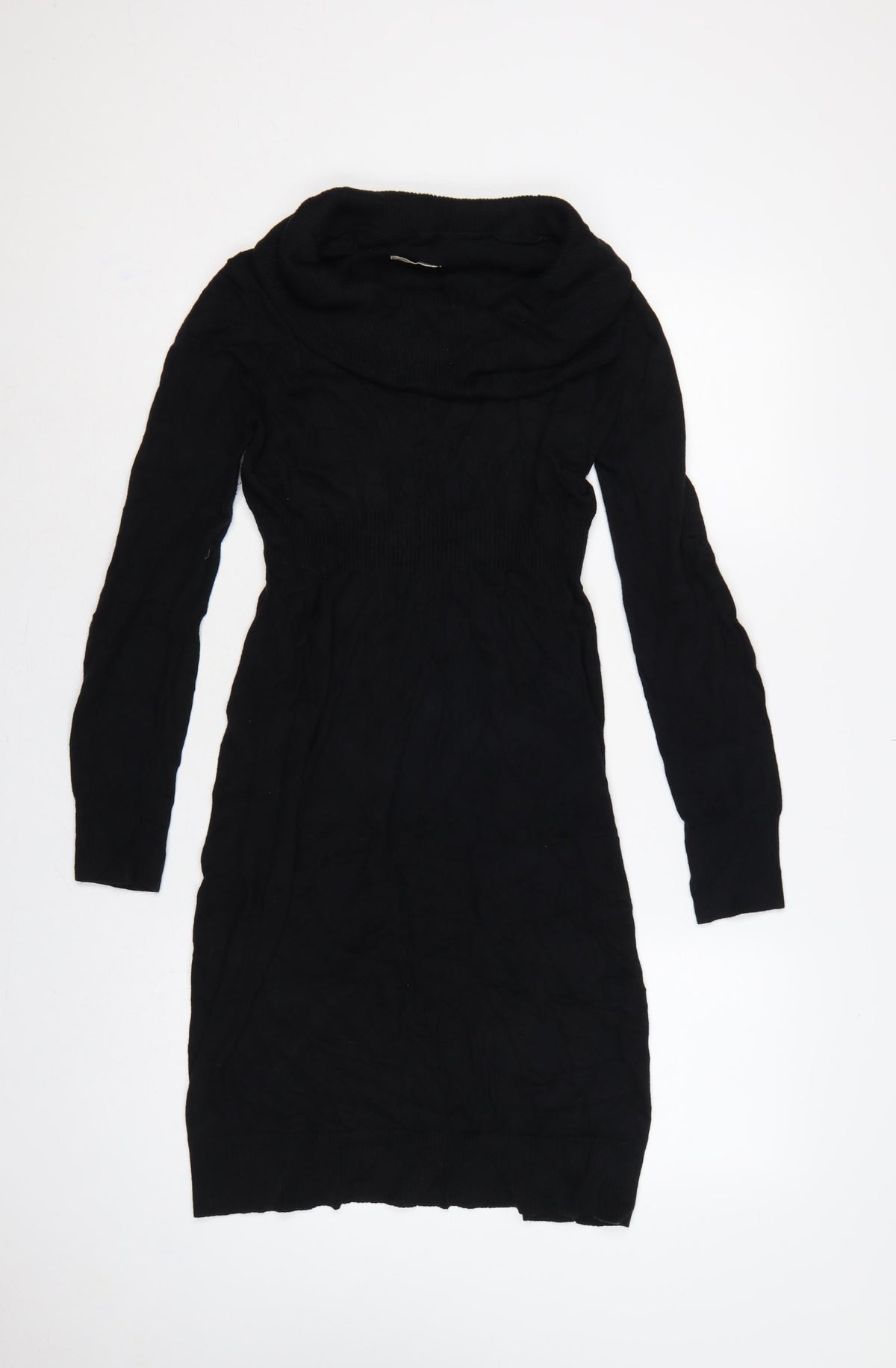 Old Navy Women Black M Cowl Neck Knit Jumper Dress Long Sleeve