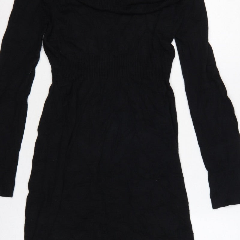 Old Navy Women Black M Cowl Neck Knit Jumper Dress Long Sleeve
