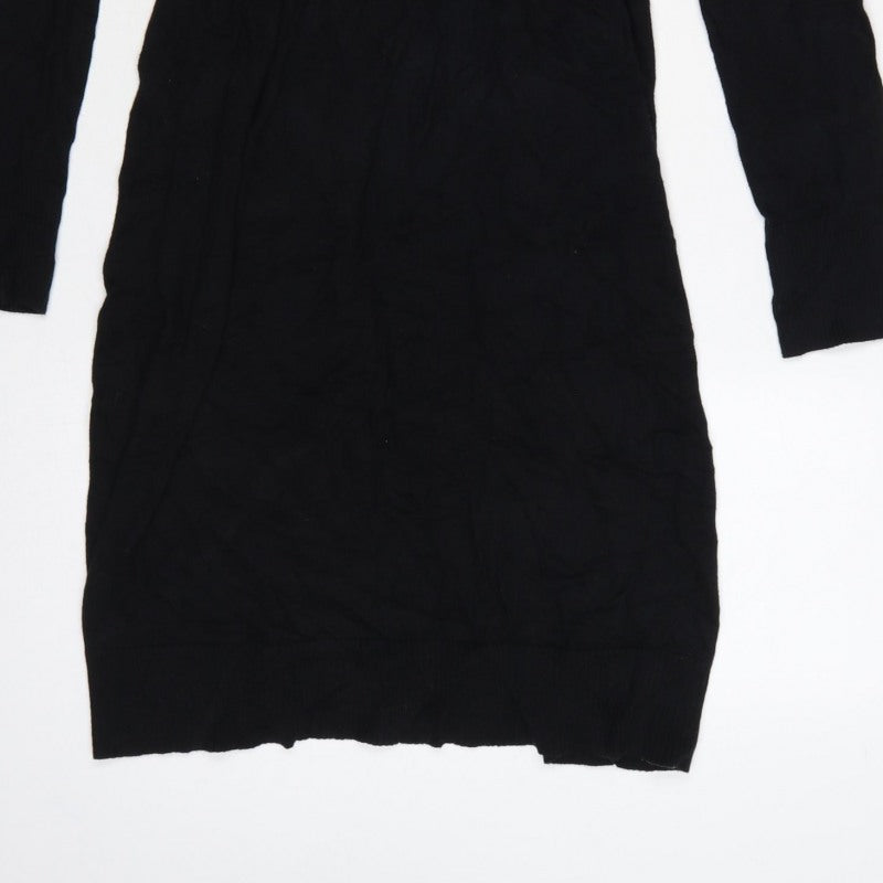 Old Navy Women Black M Cowl Neck Knit Jumper Dress Long Sleeve