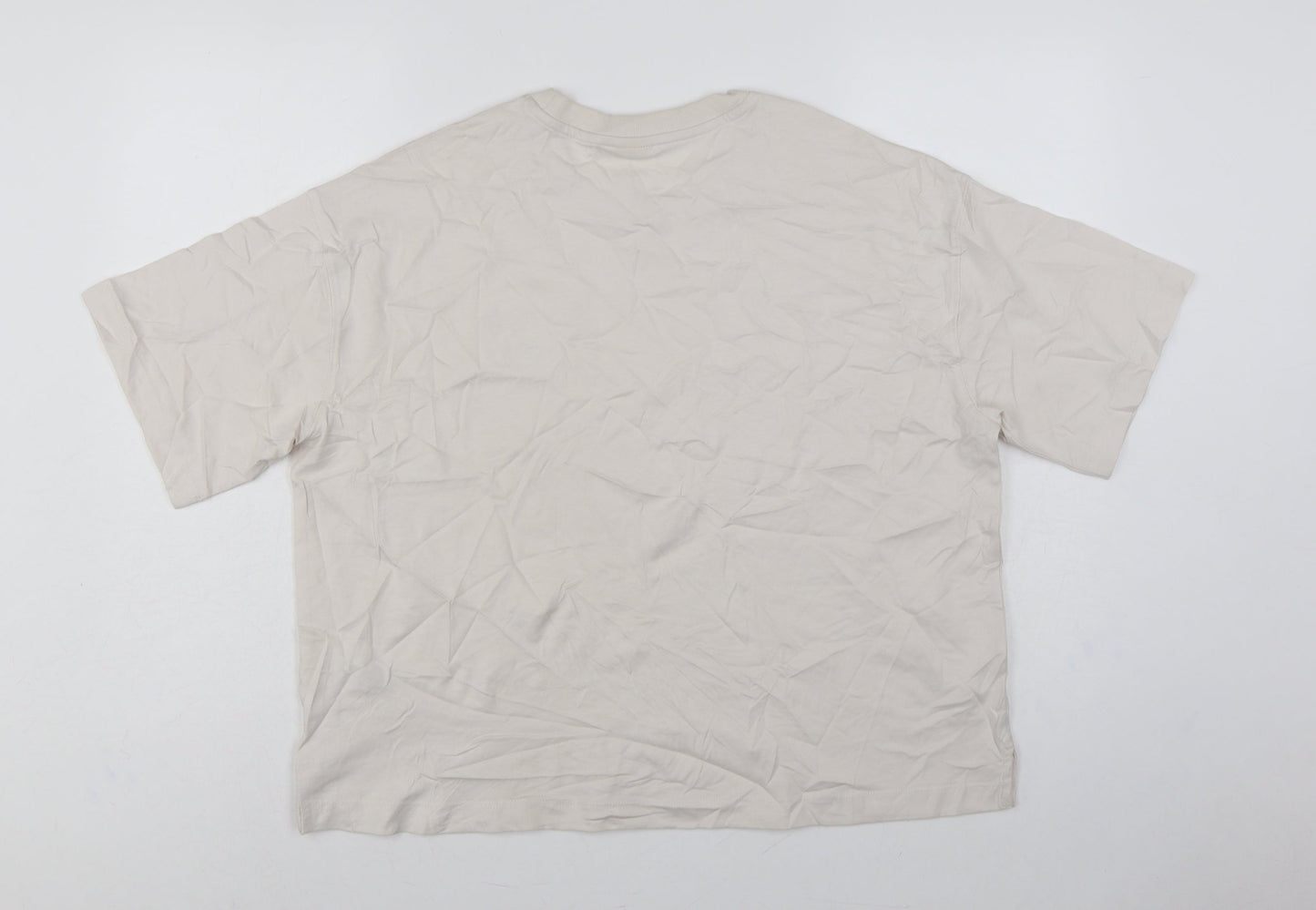 M&S Women Beige UK 16 Peanuts Snoopy Cotton Crew Neck T-Shirt