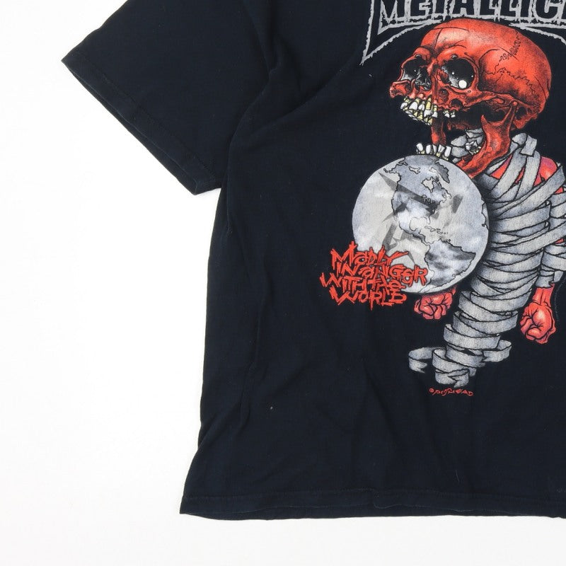 Additional view of Metallica Men’s XL Black 2004 Tour Skull Graphic Rock Band T-Shirt