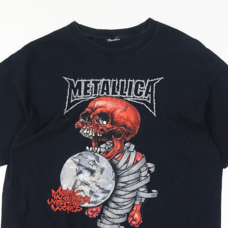 Additional view of Metallica Men’s XL Black 2004 Tour Skull Graphic Rock Band T-Shirt