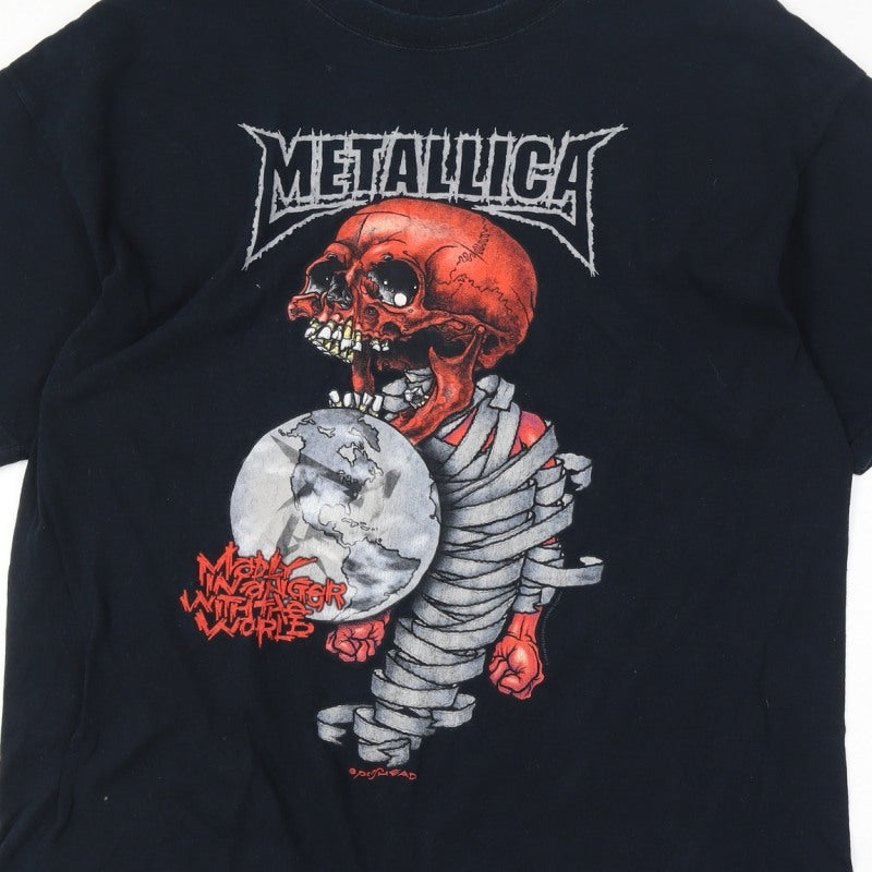 Additional view of Metallica Men’s XL Black 2004 Tour Skull Graphic Rock Band T-Shirt