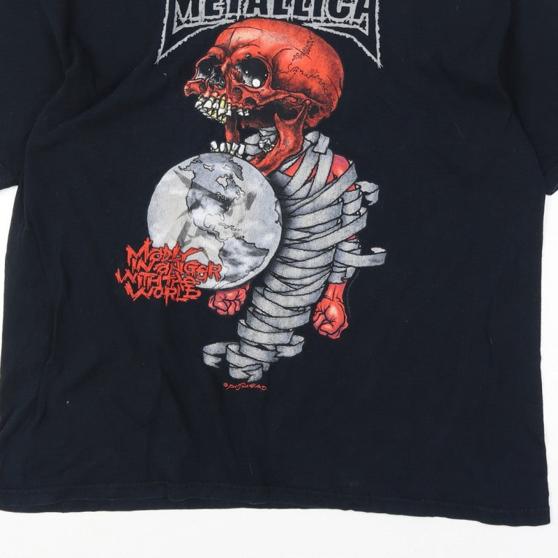 Additional view of Metallica Men’s XL Black 2004 Tour Skull Graphic Rock Band T-Shirt