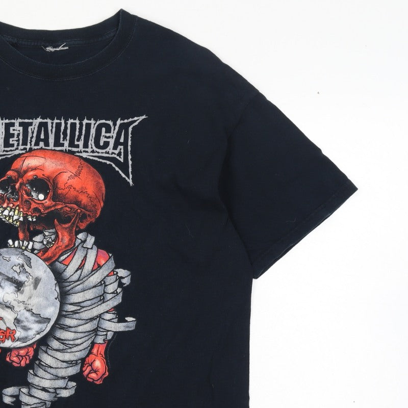 Additional view of Metallica Men’s XL Black 2004 Tour Skull Graphic Rock Band T-Shirt