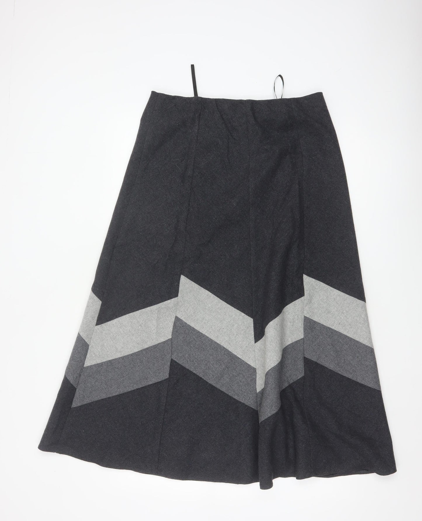 Marks & Spencer Women Grey UK 12 Wool Blend A-Line Long Skirt
