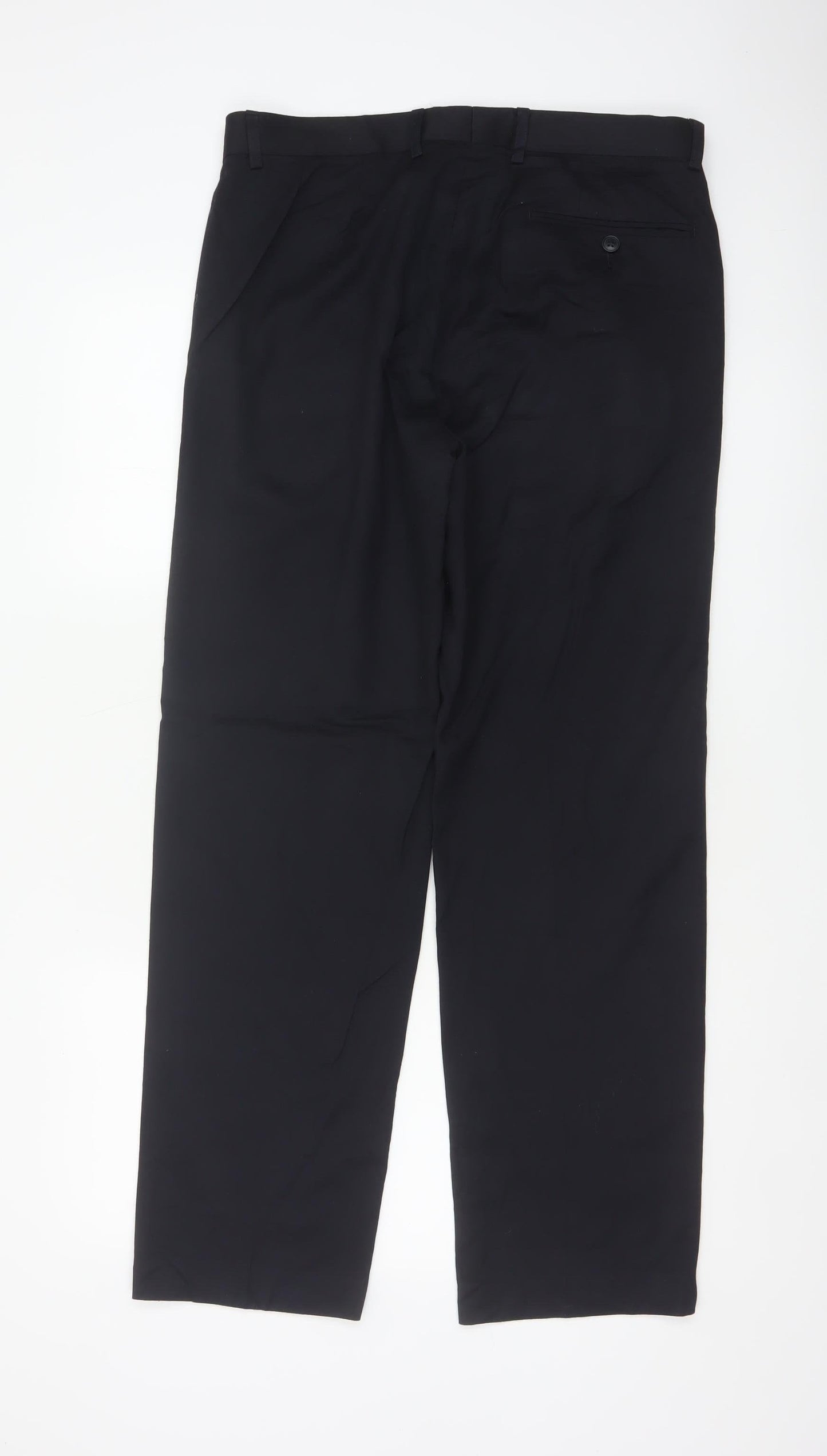 Marks and Spencer Men Navy 32 Regular Straight Dress Trousers