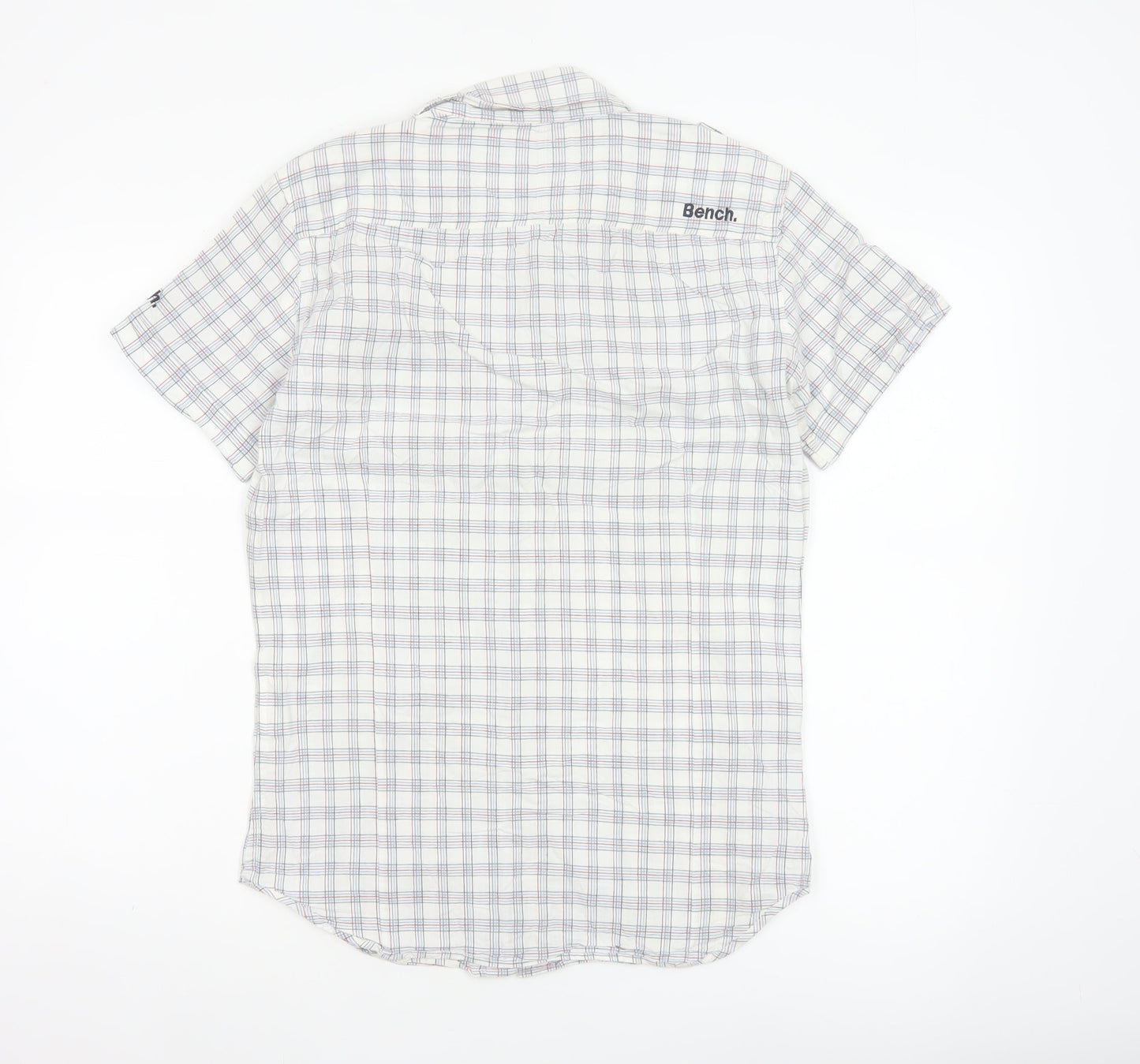 Bench Men’s White Check Short Sleeve Button-Up Shirt Size S Casual