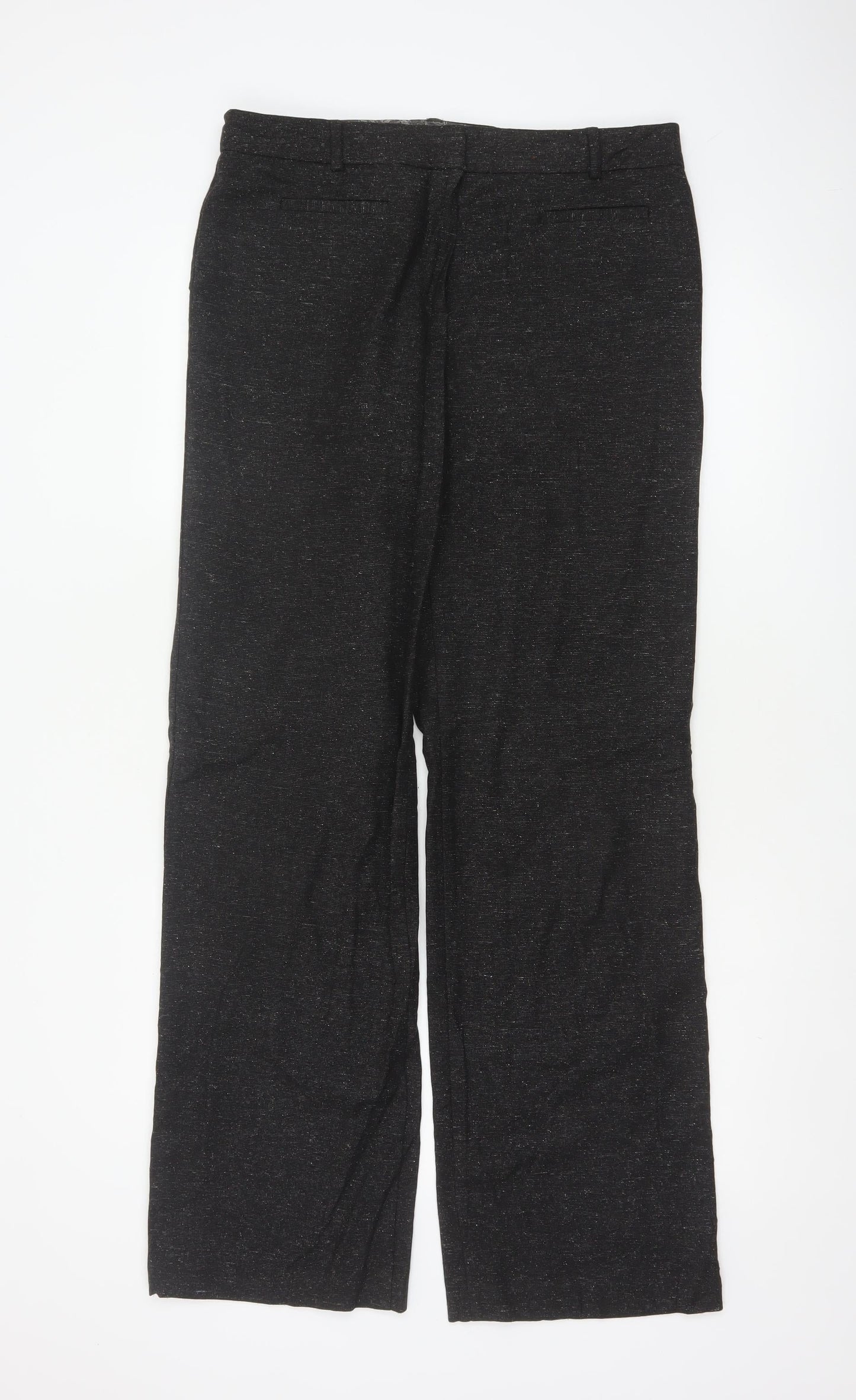 Marks & Spencer Women Black UK 12 Long Wool Blend Tailored Trousers