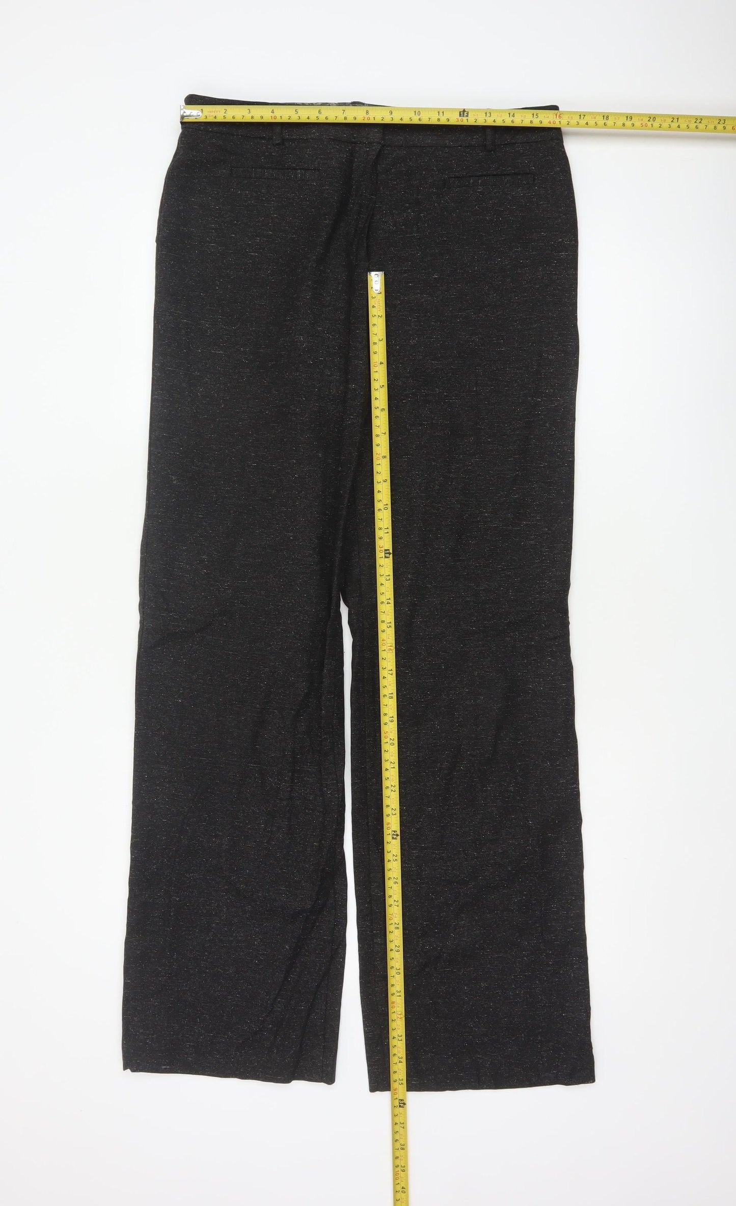 Marks & Spencer Women Black UK 12 Long Wool Blend Tailored Trousers