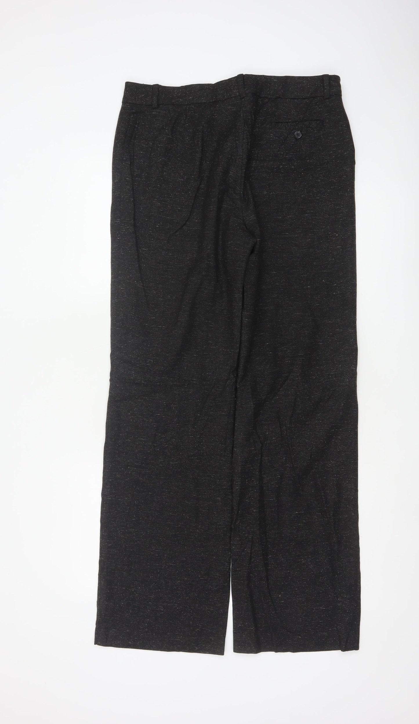 Marks & Spencer Women Black UK 12 Long Wool Blend Tailored Trousers