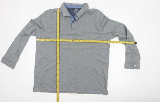 Lands' End Men's Grey XL Long Sleeve Cotton Blend Polo Traditional Fit
