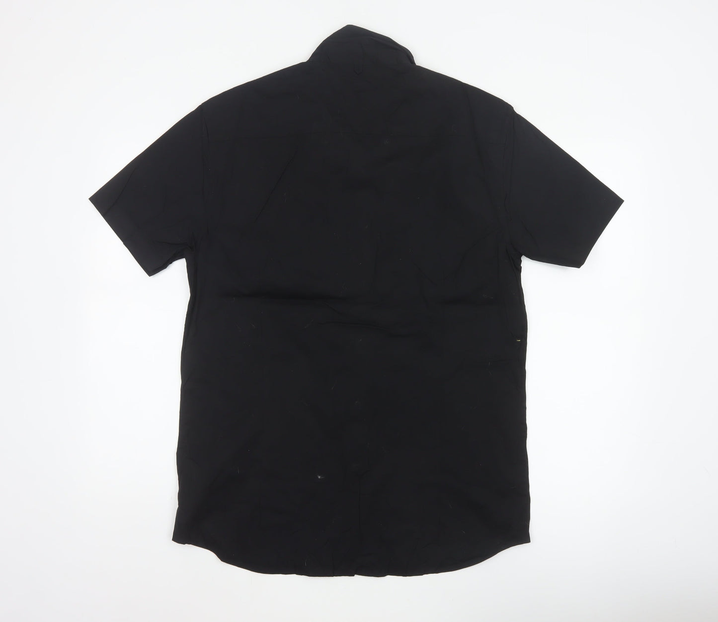 883 Police Men's Black L Slim Short Sleeve Button-Up Shirt