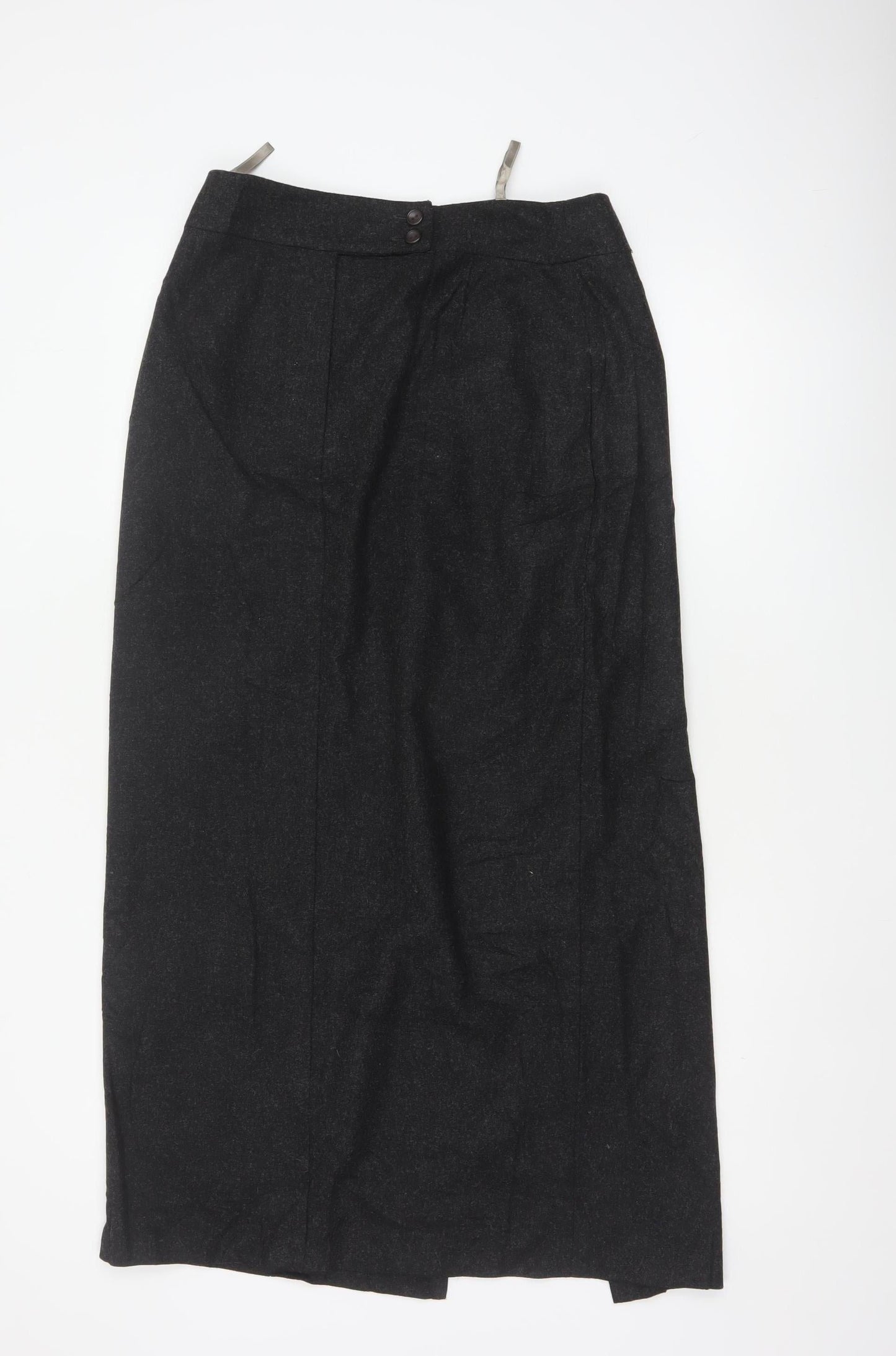 Canda C&A Women's Black UK 12 Wool Blend Long Pencil Skirt Lined