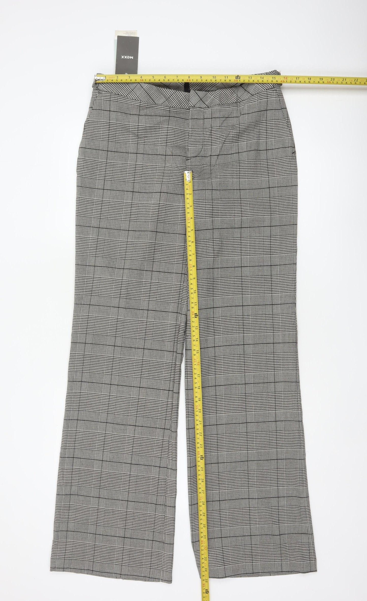 MEXX Women’s Grey Plaid Wide-Leg Dress Trousers UK 14 Stretch