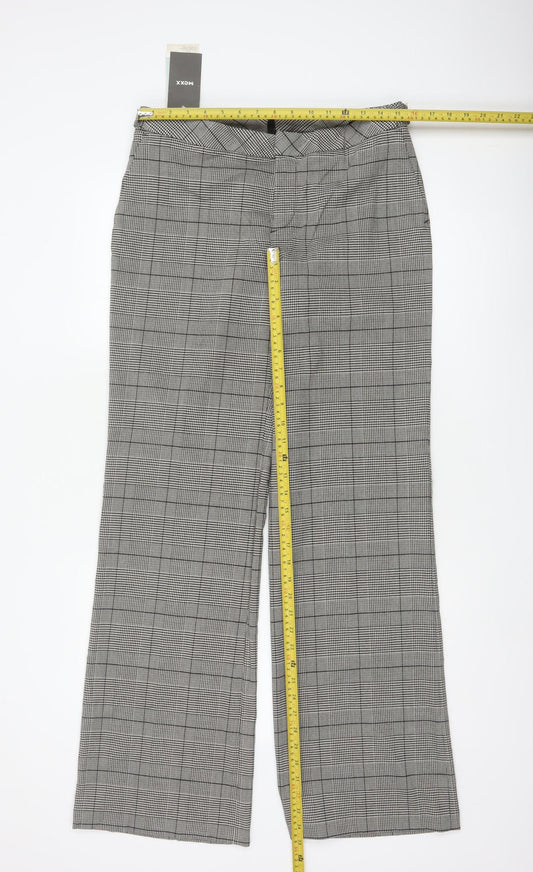 MEXX Women’s Grey Plaid Wide-Leg Dress Trousers UK 14 Stretch