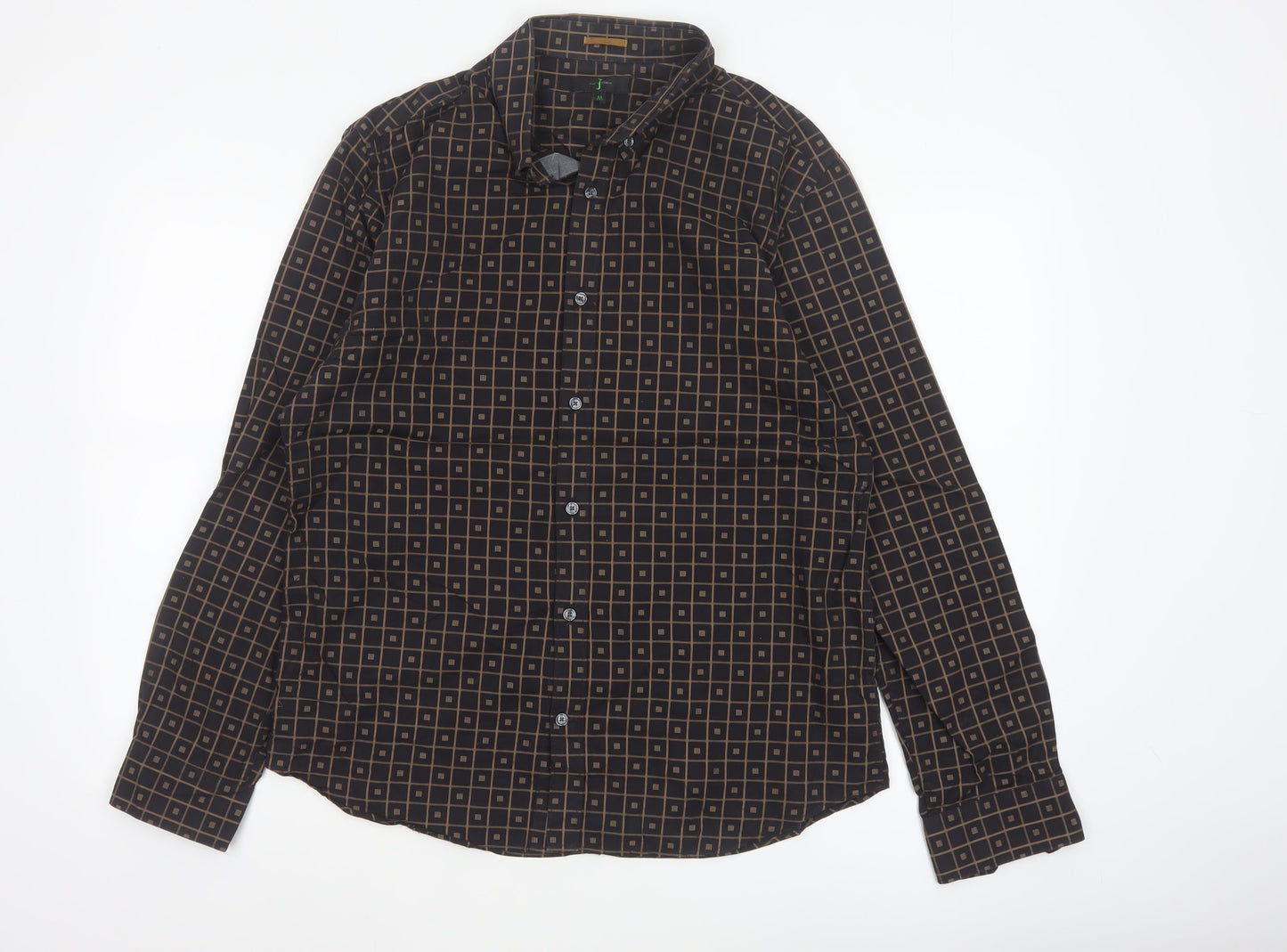 Jasper Conran Men’s Black Geometric Cotton Long Sleeve Shirt M
