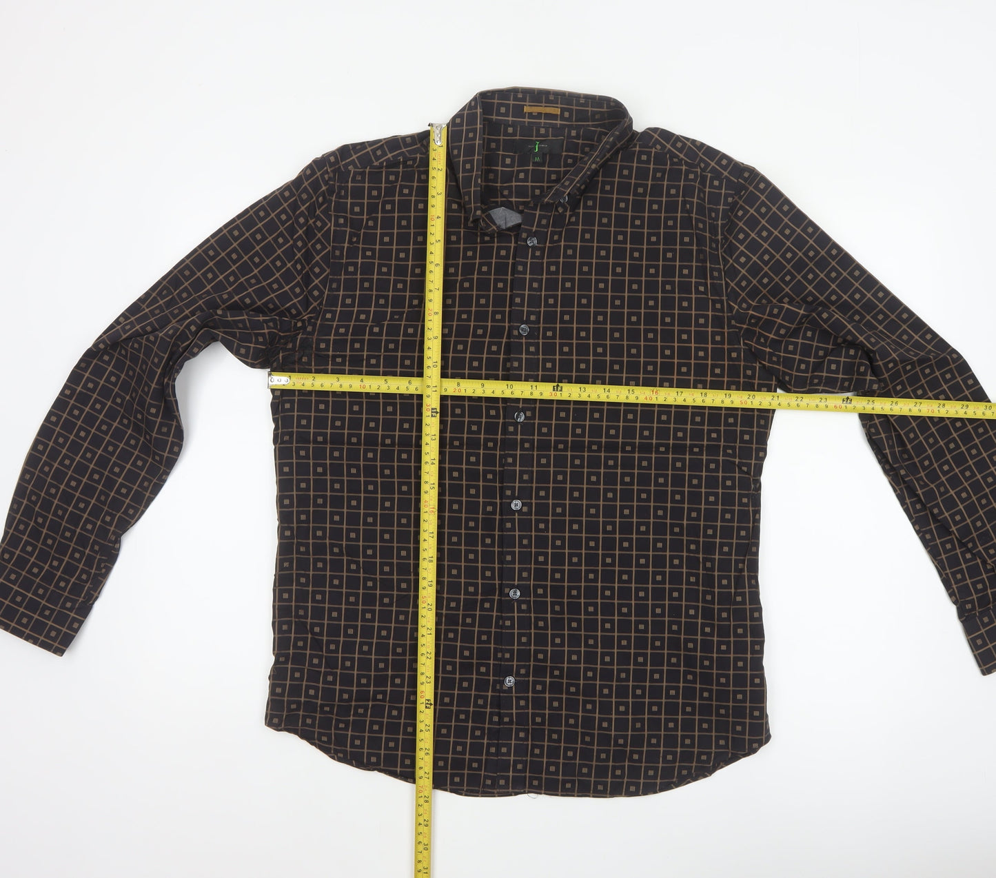 Jasper Conran Men’s Black Geometric Cotton Long Sleeve Shirt M