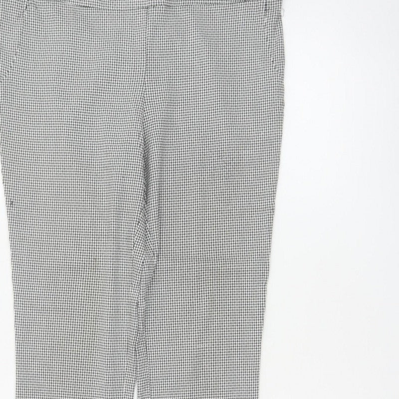 Mia Rose Women's Black White Check Slim Trousers UK 14 Workwear
