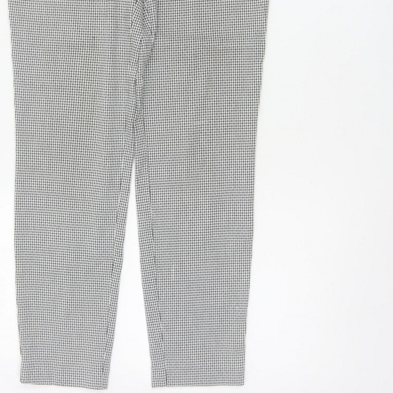 Mia Rose Women's Black White Check Slim Trousers UK 14 Workwear