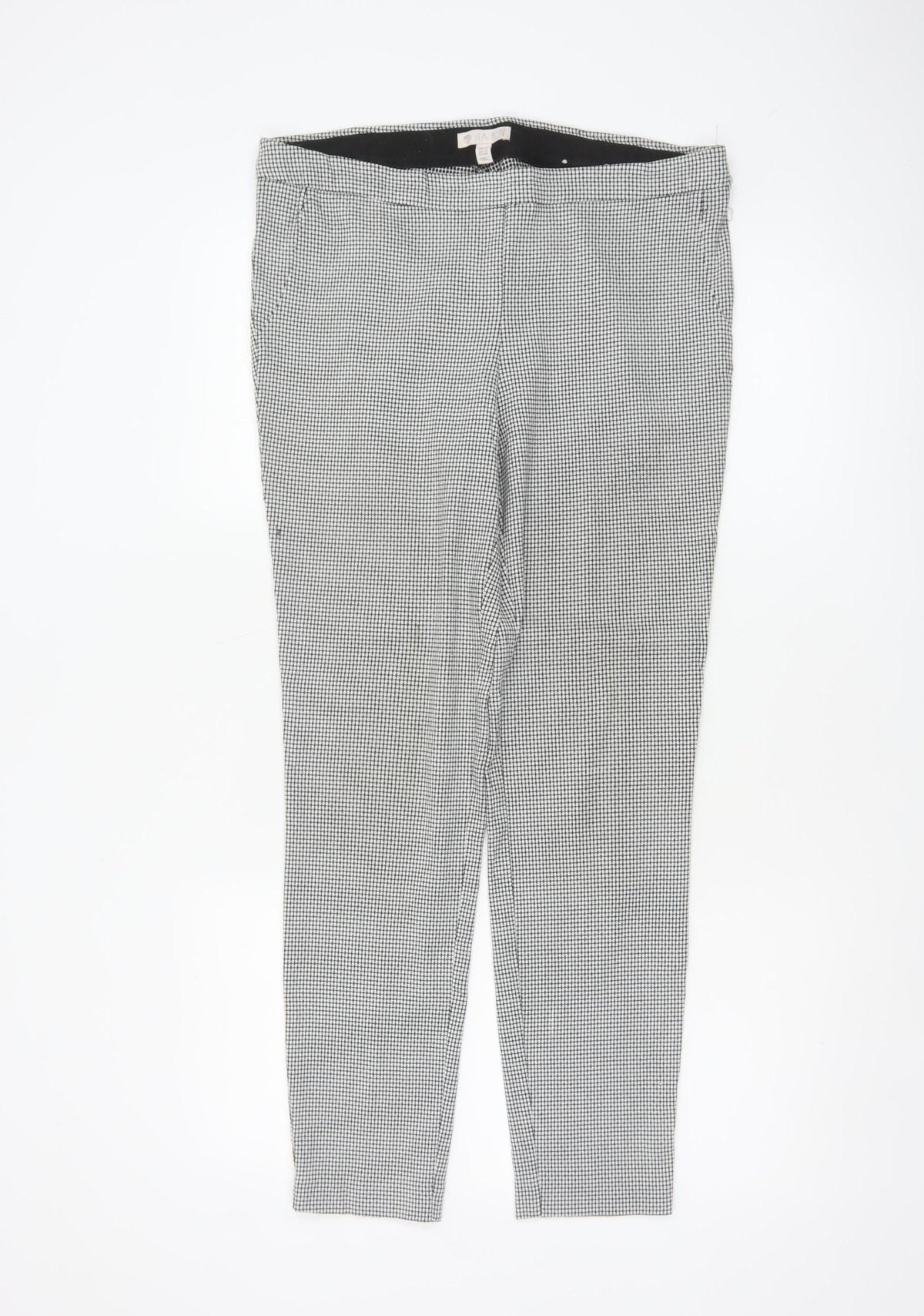 Mia Rose Women's Black White Check Slim Trousers UK 14 Workwear