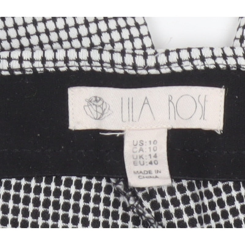 Mia Rose Women's Black White Check Slim Trousers UK 14 Workwear