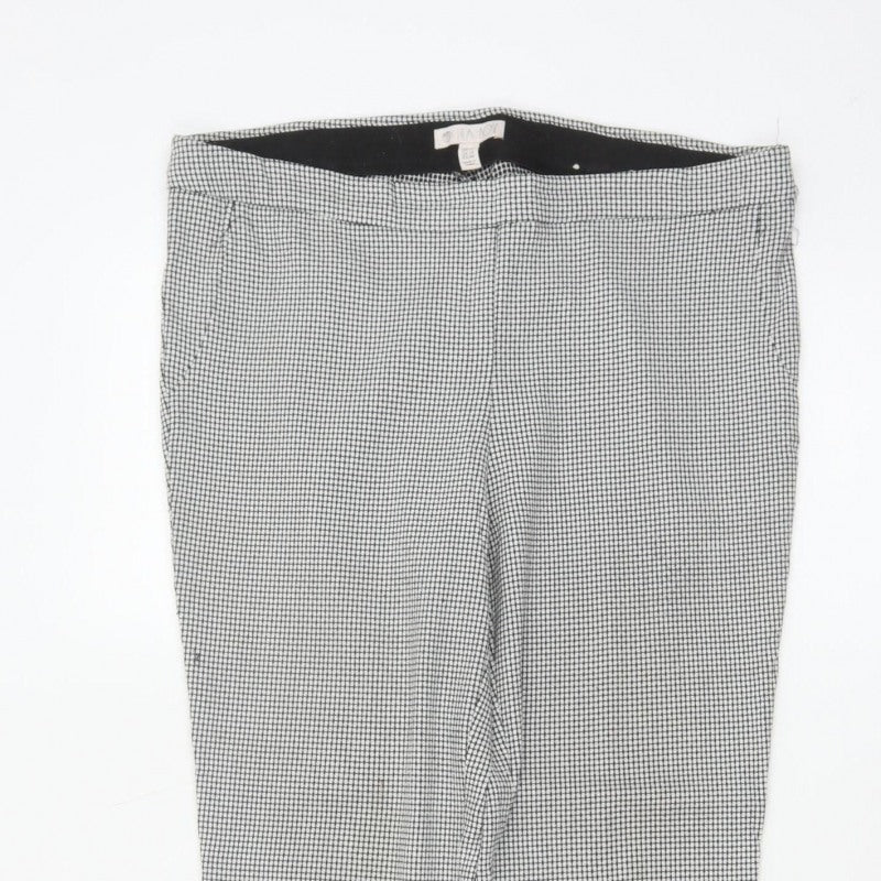 Mia Rose Women's Black White Check Slim Trousers UK 14 Workwear