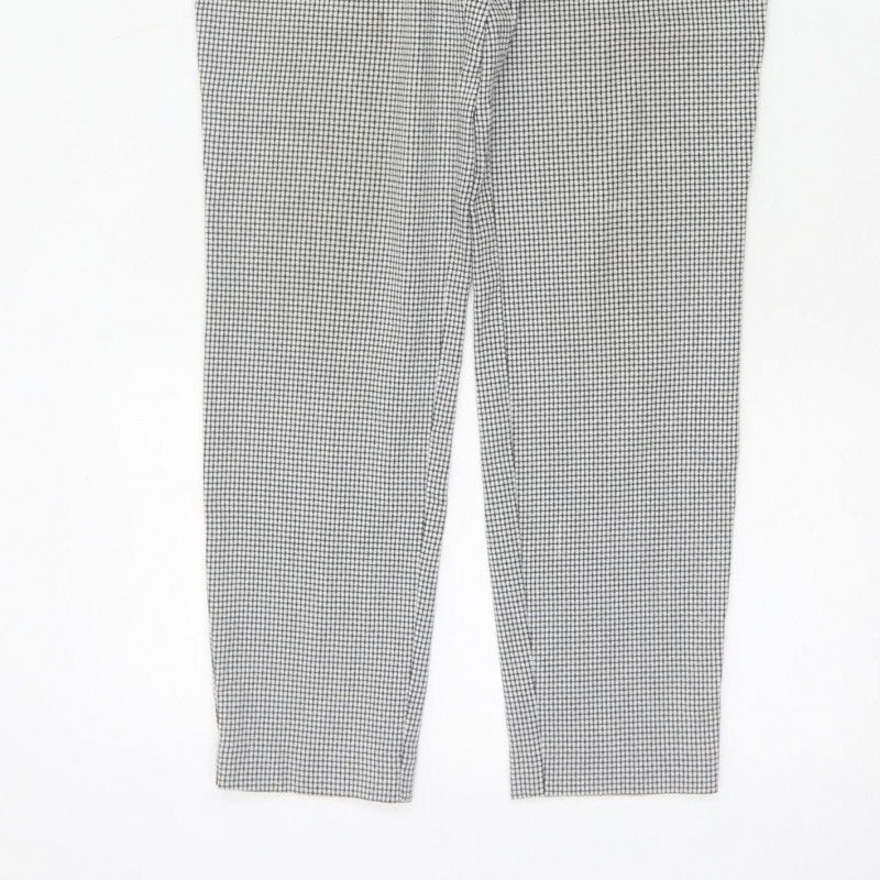 Mia Rose Women's Black White Check Slim Trousers UK 14 Workwear