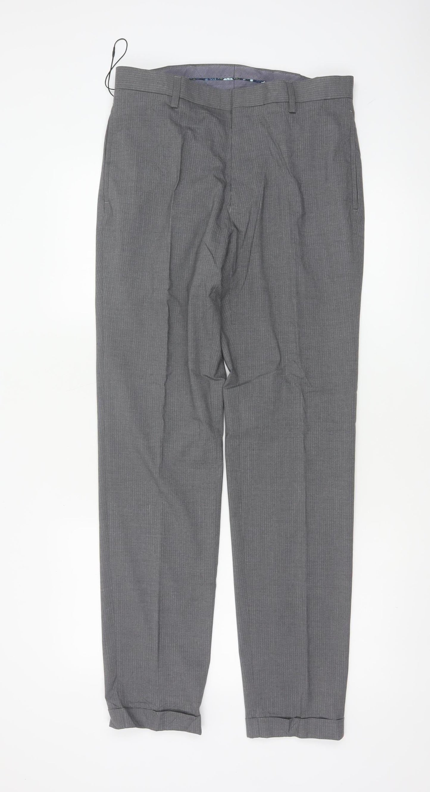 Marks & Spencer Men's Grey 30 Slim Pinstripe Dress Trousers 33L