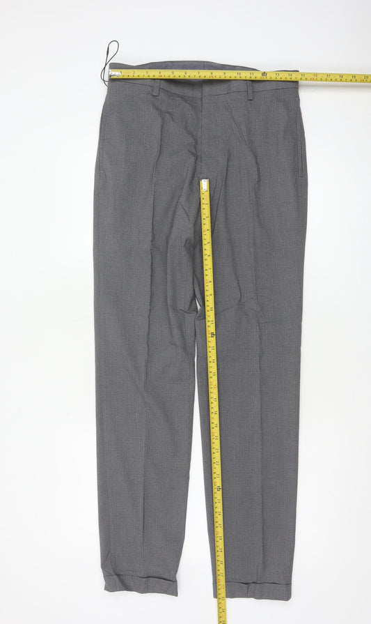 Marks & Spencer Men's Grey 30 Slim Pinstripe Dress Trousers 33L