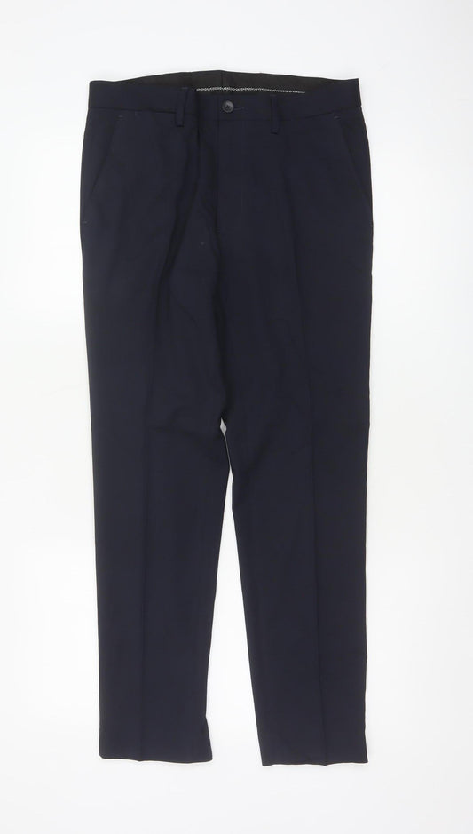 Marks and Spencer Men Blue 30/29 Skinny Smart Dress Trousers