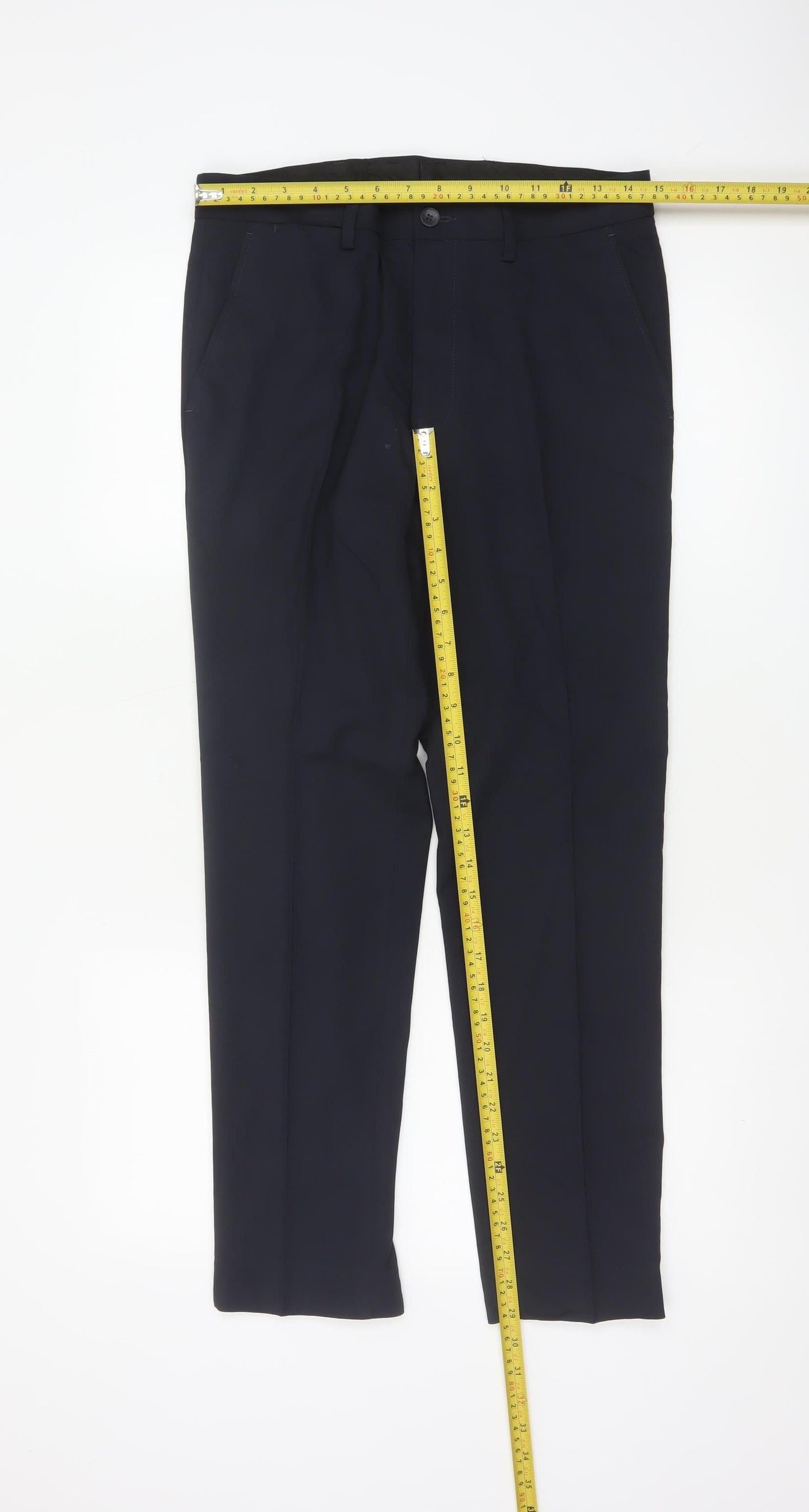 Marks and Spencer Men Blue 30/29 Skinny Smart Dress Trousers