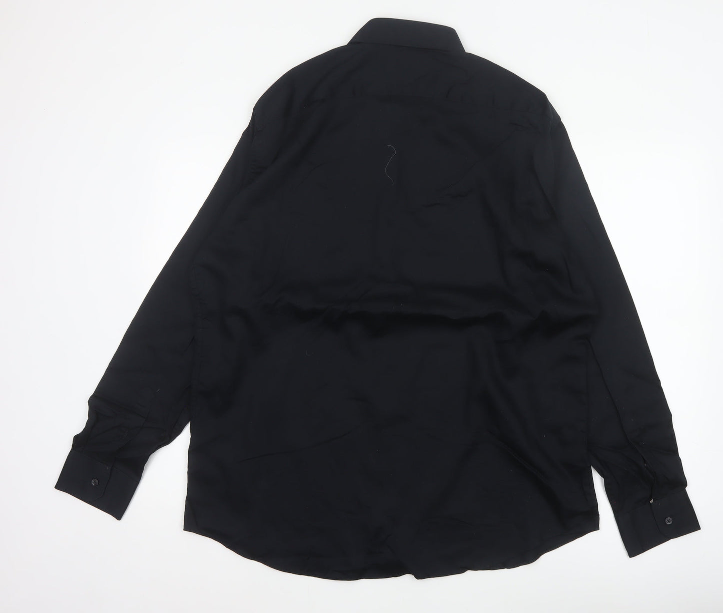 Marks & Spencer Men Black 17.5 Tailored Pure Cotton Long Sleeve Shirt