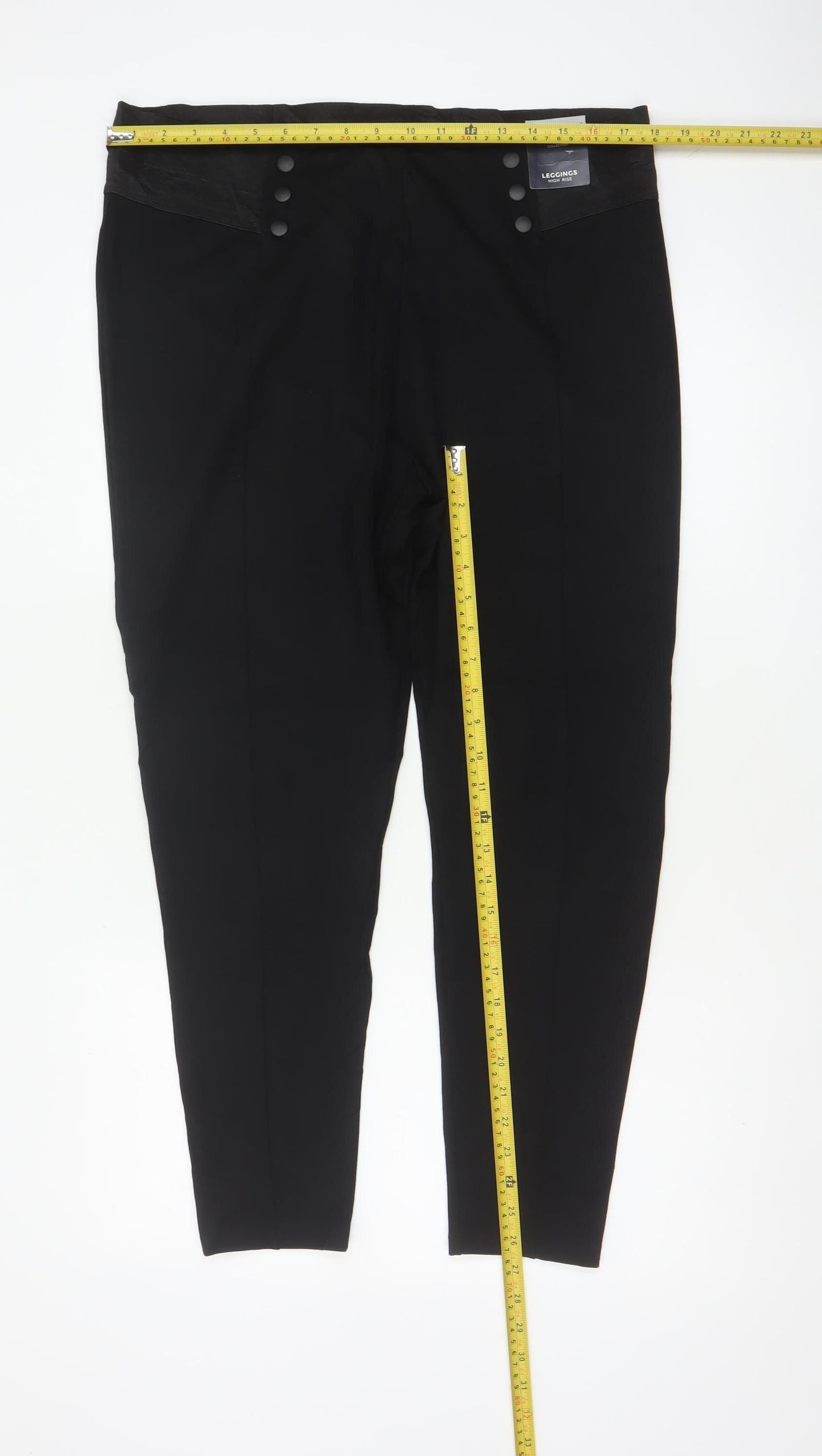 Marks & Spencer Women Black Size 20 High Rise Button Leggings Regular