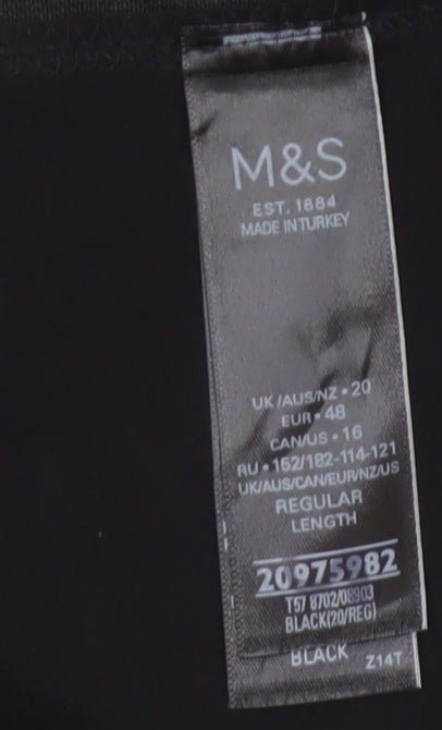 Marks & Spencer Women Black Size 20 High Rise Button Leggings Regular