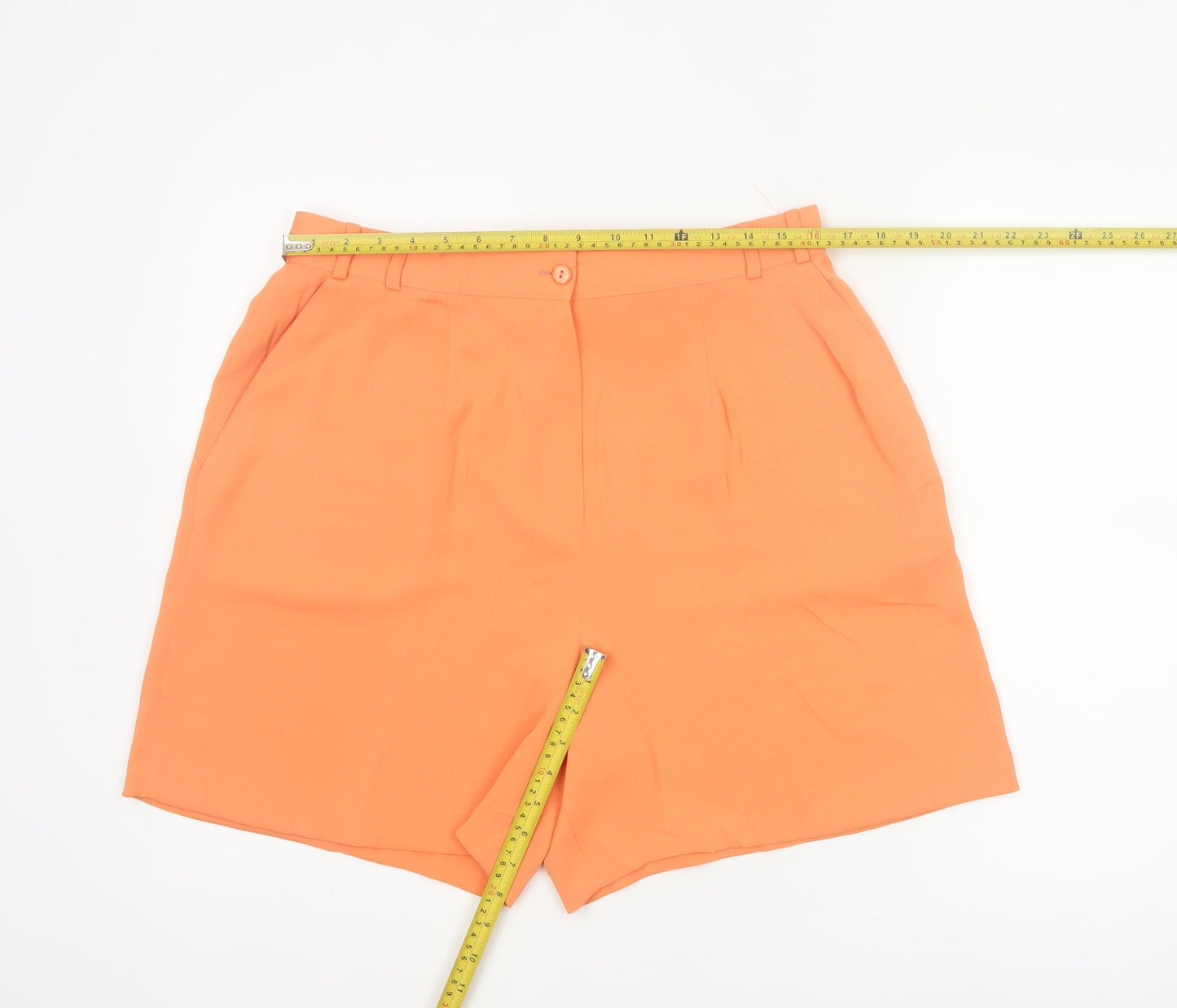 Whimsy Women Orange High Waist Pleated Shorts UK 18 Pockets
