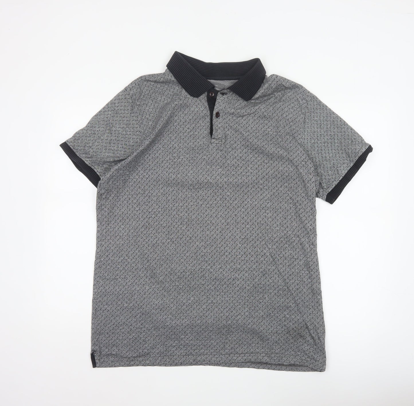 Peter Werth Men's Grey XL Striped Cotton Short Sleeve Polo Shirt